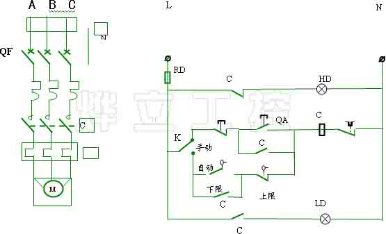 水位控制信號控制補水泵的電氣原理圖